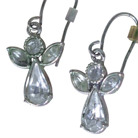 Brighton Heavenly Angel French Wire Earrings MSPR $48 GUC Silver Crystal Holiday - Picture 1 of 7